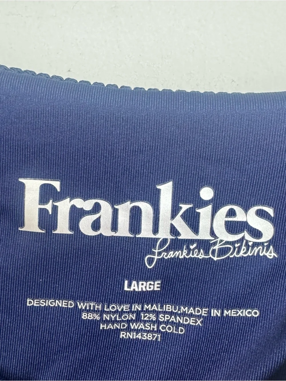 FRANKIE’S BIKINIS | NEW Sara Ribbed Bikini Bottom Navy Blue Women’s Size Large